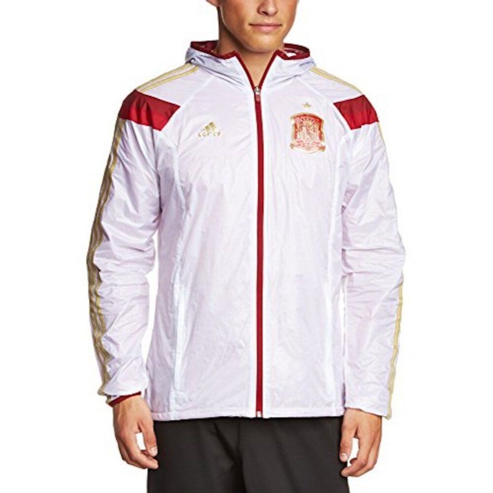 Adidas Vintage Rare Spain Woven Nylon Glanz Anthem Jacket White Red Gold